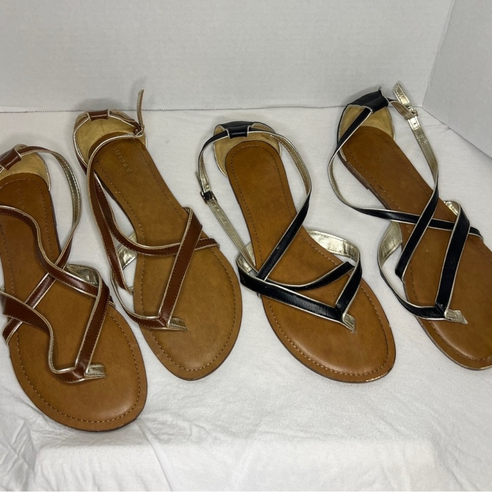 Merona Brown and Black Sandals with Crisscross Straps
